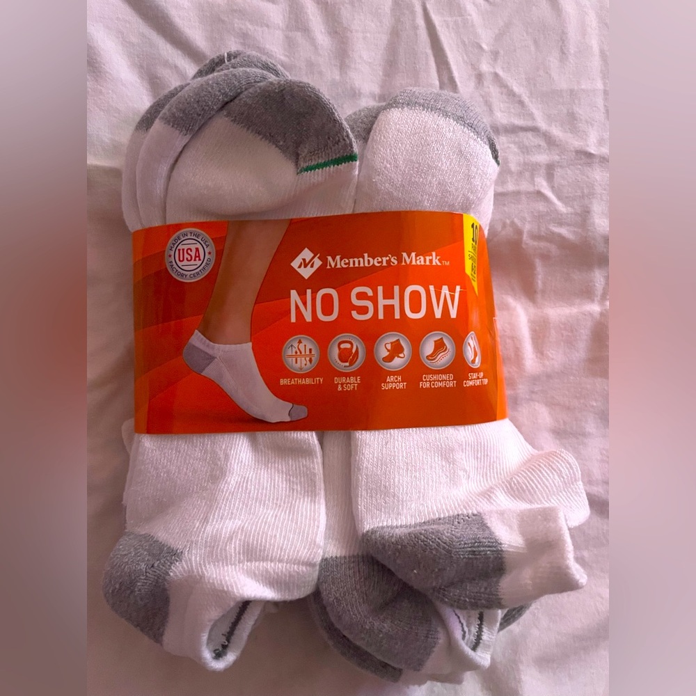 No Show White Mens Socks
